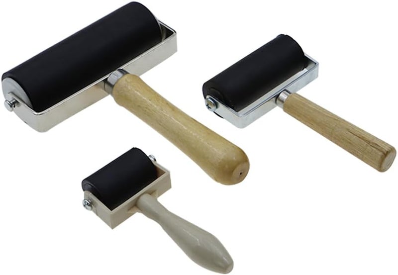 COEAYO 3 Pack Rubber Roller - Brayer Rollers with 3 Size for Crafting Brayer Rollers for Printmaking Brayer Tool Paint Brush Ink Applicator Art Craft Oil Painting Tool (2.4 inch,4 inch,5.9 inch) - Image 1